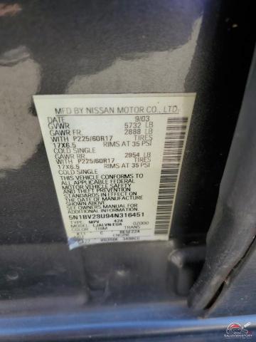 5N1BV28U94N316451 2004 NISSAN QUEST photo no. 13