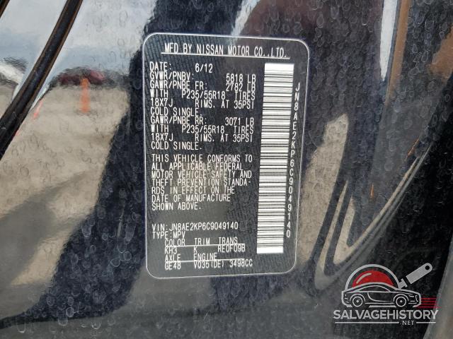 JN8AE2KP6C9049140 2012 NISSAN QUEST photo no. 13