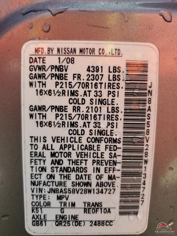 JN8AS58V28W134727 2008 NISSAN ROGUE photo no. 13