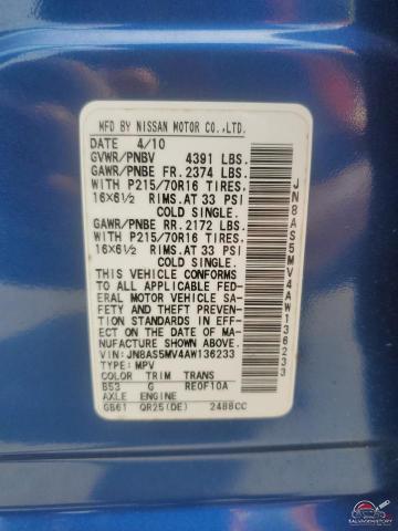 JN8AS5MV4AW136233 2010 NISSAN ROGUE photo no. 13