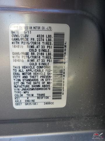 JN8AS5MVXBW683878 2011 NISSAN ROGUE photo no. 13