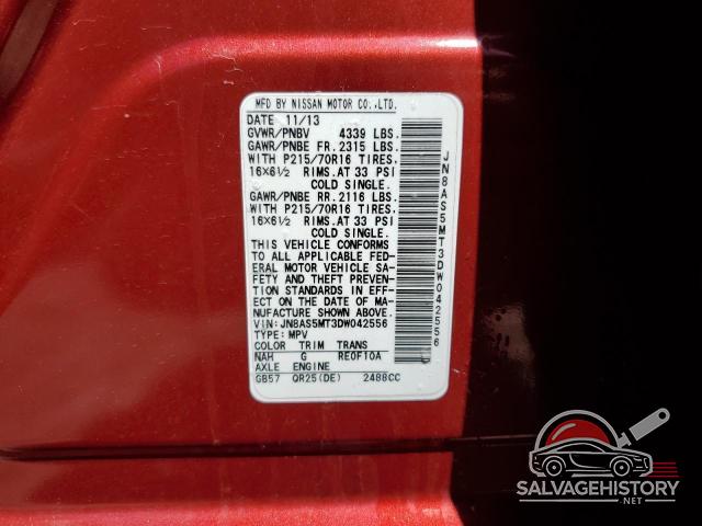 JN8AS5MT3DW042556 2013 NISSAN ROGUE photo no. 12