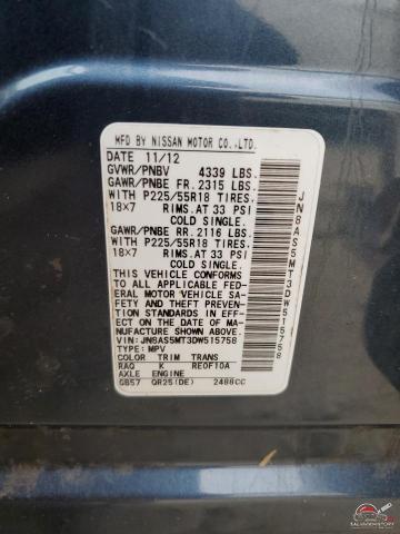 JN8AS5MT3DW515758 2013 NISSAN ROGUE photo no. 12