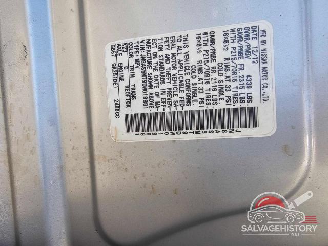 JN8AS5MT9DW019881 2013 NISSAN ROGUE photo no. 10