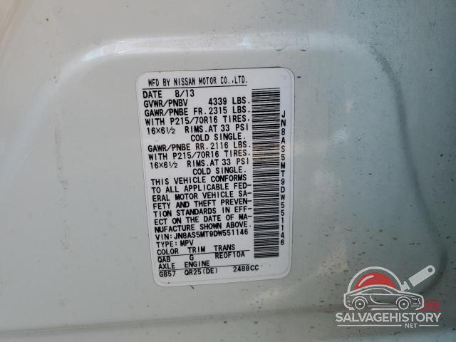 JN8AS5MT9DW551146 2013 NISSAN ROGUE photo no. 12