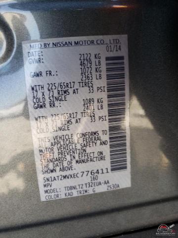 5N1AT2MVXEC776411 2014 NISSAN ROGUE photo no. 13