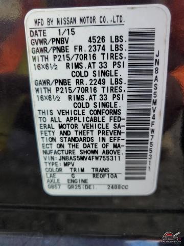 JN8AS5MV4FW755311 2015 NISSAN ROGUE photo no. 12