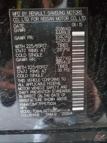 KNMAT2MT7FP575014 2015 NISSAN ROGUE photo no. 12