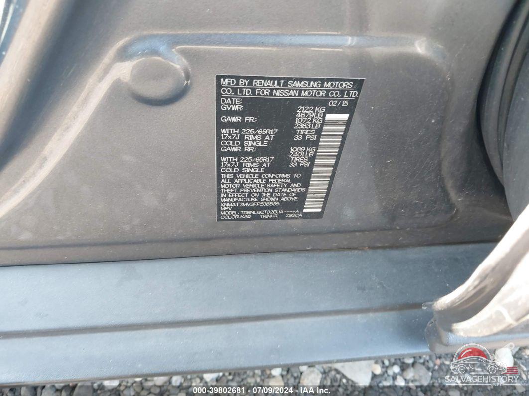 KNMAT2MV3FP536535 2015 NISSAN ROGUE photo no. 9