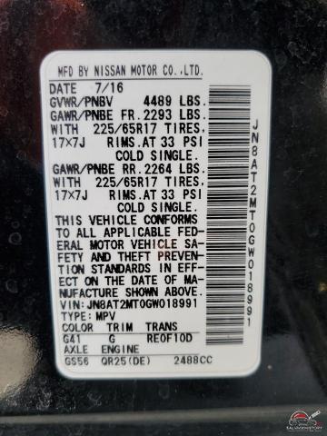 JN8AT2MT0GW018991 2016 NISSAN ROGUE photo no. 14