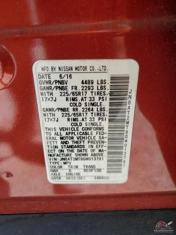 JN8AT2MT8GW013781 2016 NISSAN ROGUE photo no. 13