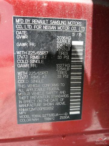 KNMAT2MT0GP619162 2016 NISSAN ROGUE photo no. 14