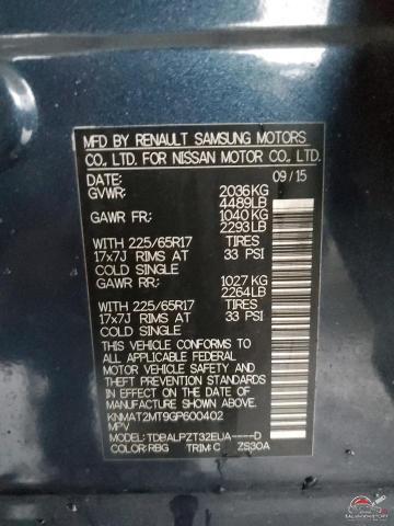KNMAT2MT9GP600402 2016 NISSAN ROGUE photo no. 14
