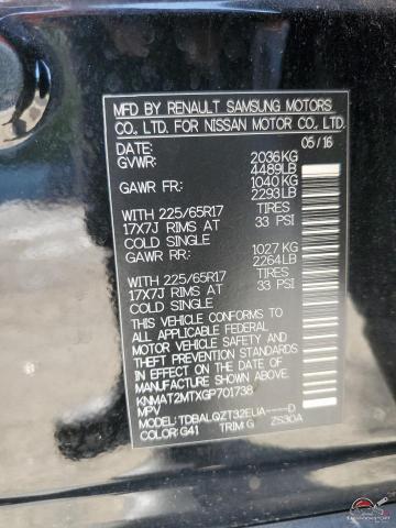 KNMAT2MTXGP701738 2016 NISSAN ROGUE photo no. 14