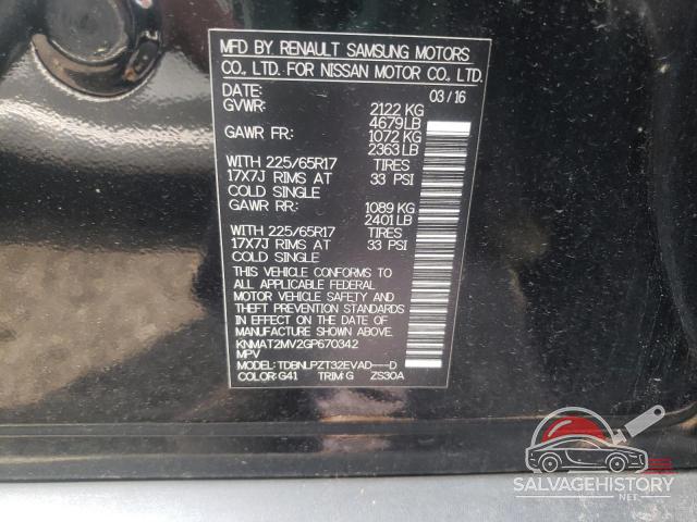 KNMAT2MV2GP670342 2016 NISSAN ROGUE photo no. 13