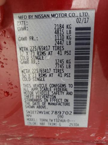5N1ET2MV1HC789702 2017 NISSAN ROGUE photo no. 13