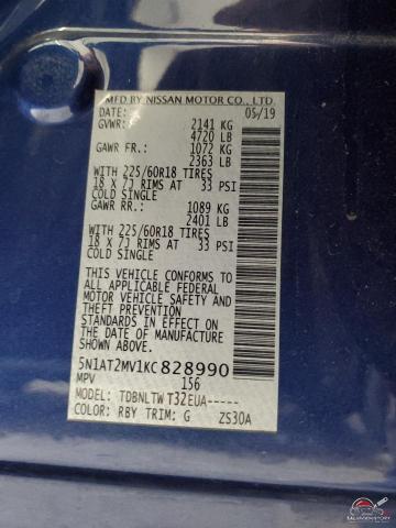5N1AT2MV1KC828990 2019 NISSAN ROGUE photo no. 12