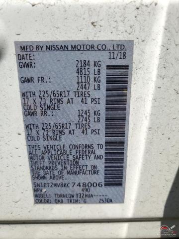 5N1ET2MV8KC748006 2019 NISSAN ROGUE photo no. 12
