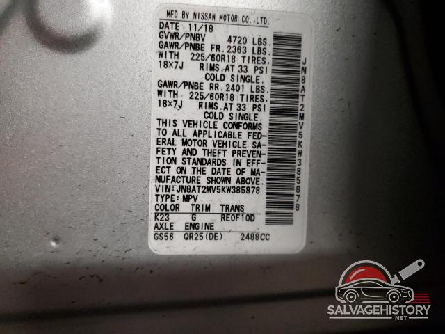 JN8AT2MV5KW385878 2019 NISSAN ROGUE photo no. 13