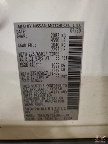 5N1AT2MT8LC813211 2020 NISSAN ROGUE photo no. 12