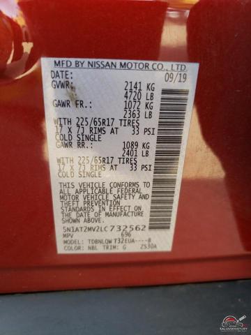 5N1AT2MV2LC732562 2020 NISSAN ROGUE photo no. 13