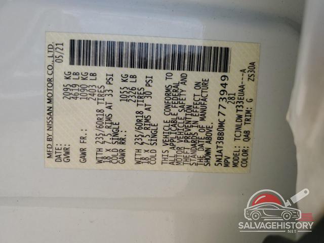 5N1AT3BB0MC773949 2021 NISSAN ROGUE photo no. 13