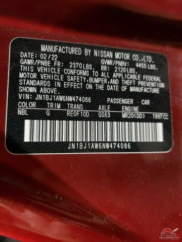 JN1BJ1AW6NW474086 2022 NISSAN ROGUE photo no. 12