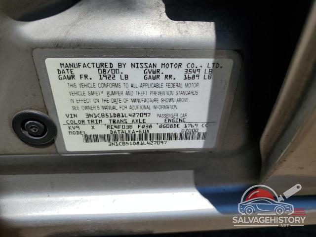 3N1CB51D81L427097 2001 NISSAN SENTRA photo no. 12