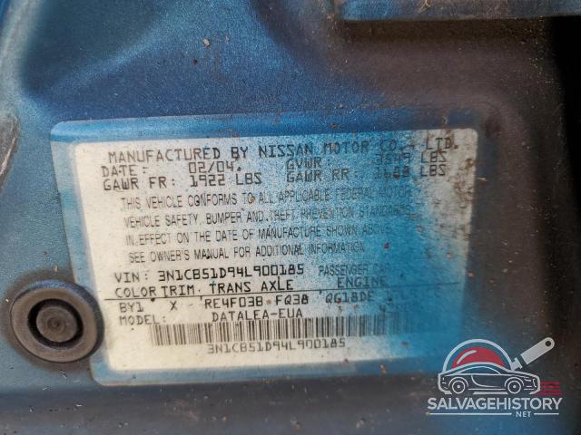 3N1CB51D94L900185 2004 NISSAN SENTRA photo no. 13