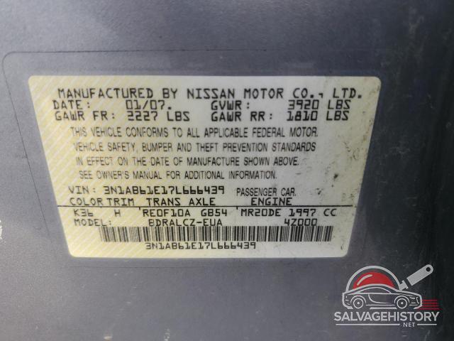 3N1AB61E17L666439 2007 NISSAN SENTRA photo no. 12
