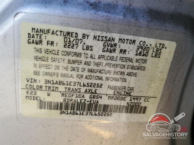 3N1AB61E37L652252 2007 NISSAN SENTRA photo no. 13