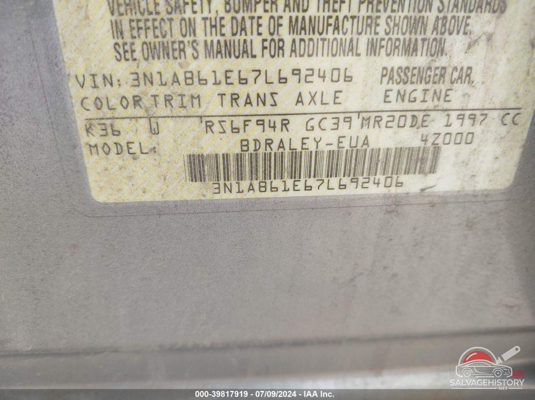 3N1AB61E67L692406 2007 NISSAN SENTRA photo no. 9