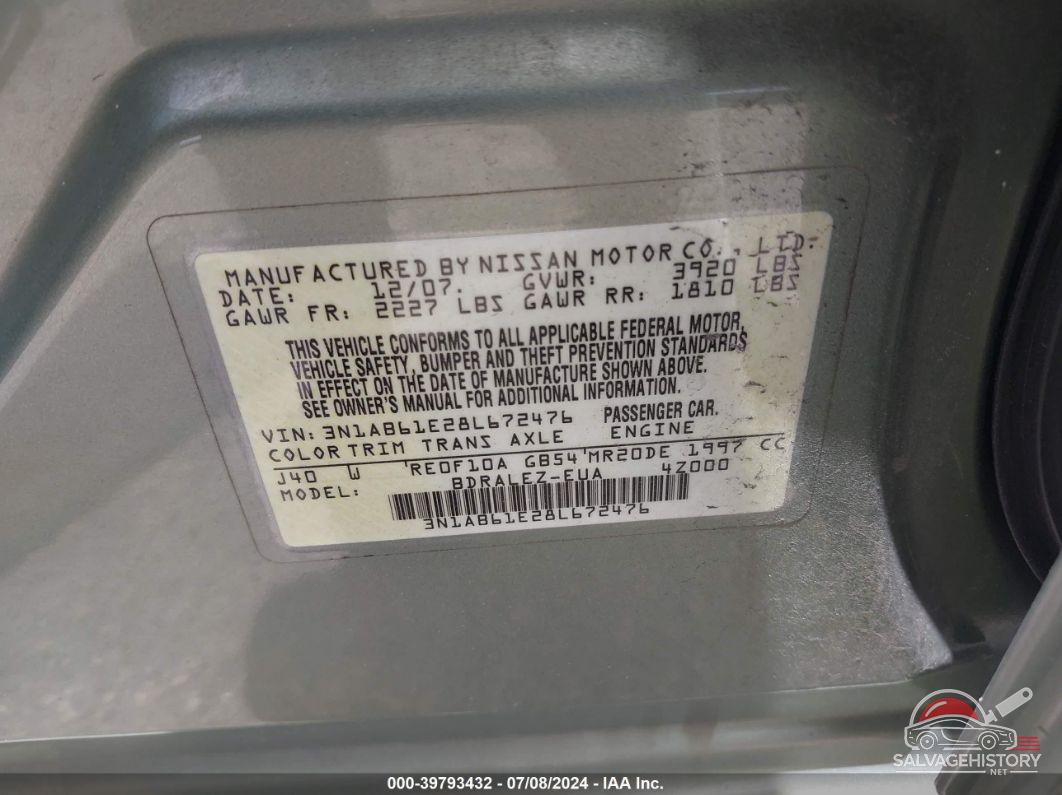 3N1AB61E28L672476 2008 NISSAN SENTRA photo no. 9