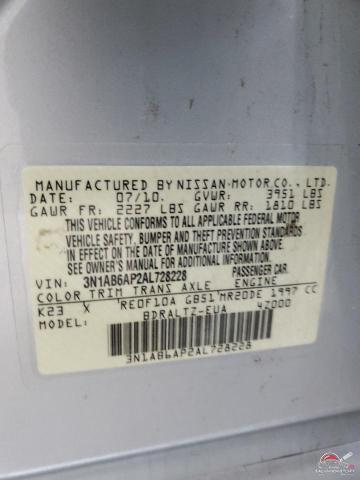 3N1AB6AP2AL728228 2010 NISSAN SENTRA photo no. 12