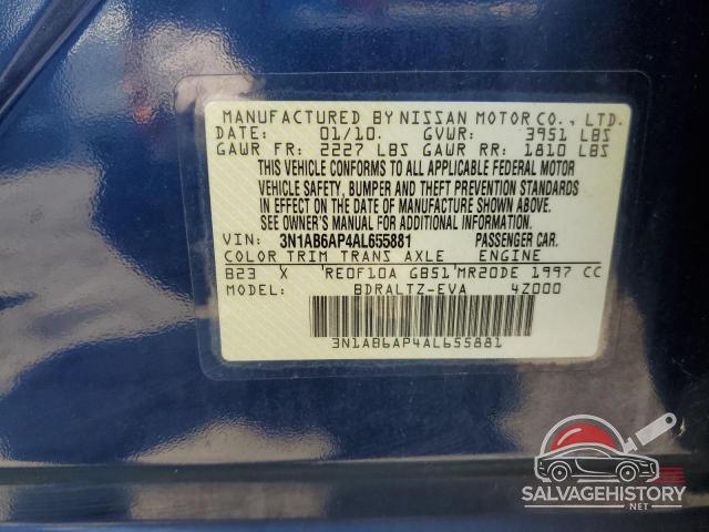 3N1AB6AP4AL655881 2010 NISSAN SENTRA photo no. 12
