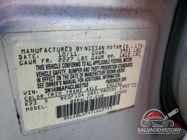 3N1AB6AP4CL662753 2012 NISSAN SENTRA photo no. 12