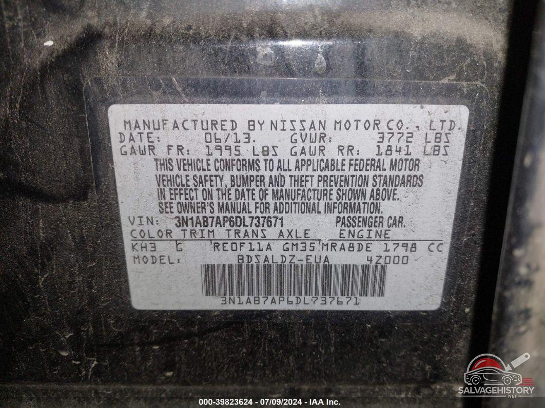 3N1AB7AP6DL737671 2013 NISSAN SENTRA photo no. 9
