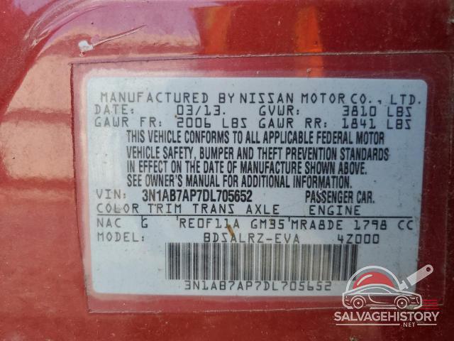 3N1AB7AP7DL705652 2013 NISSAN SENTRA photo no. 12