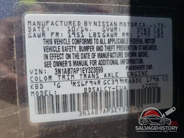3N1AB7AP1EY323699 2014 NISSAN SENTRA photo no. 12