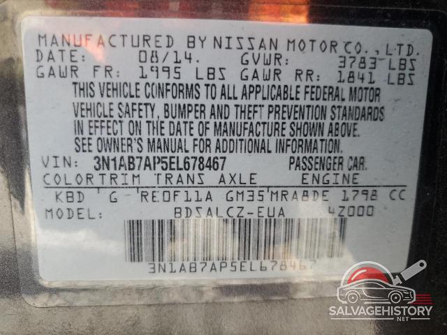 3N1AB7AP5EL678467 2014 NISSAN SENTRA photo no. 13