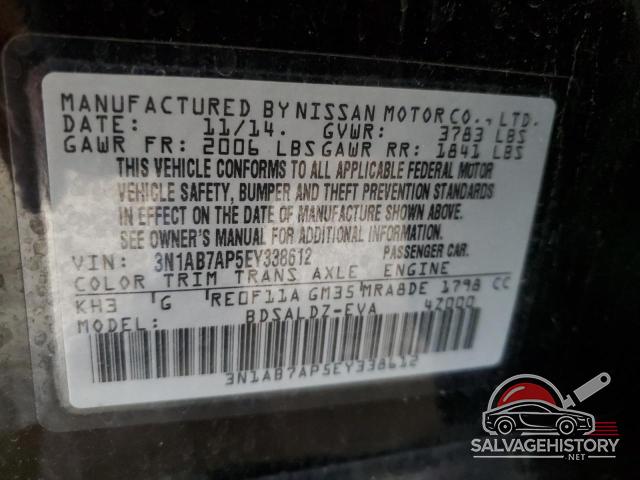 3N1AB7AP5EY338612 2014 NISSAN SENTRA photo no. 12