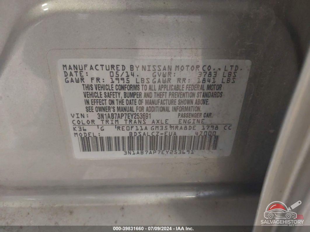 3N1AB7AP7EY253691 2014 NISSAN SENTRA photo no. 9