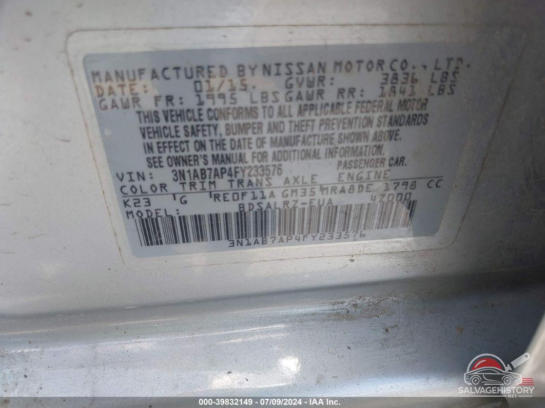 3N1AB7AP4FY233576 2015 NISSAN SENTRA photo no. 9