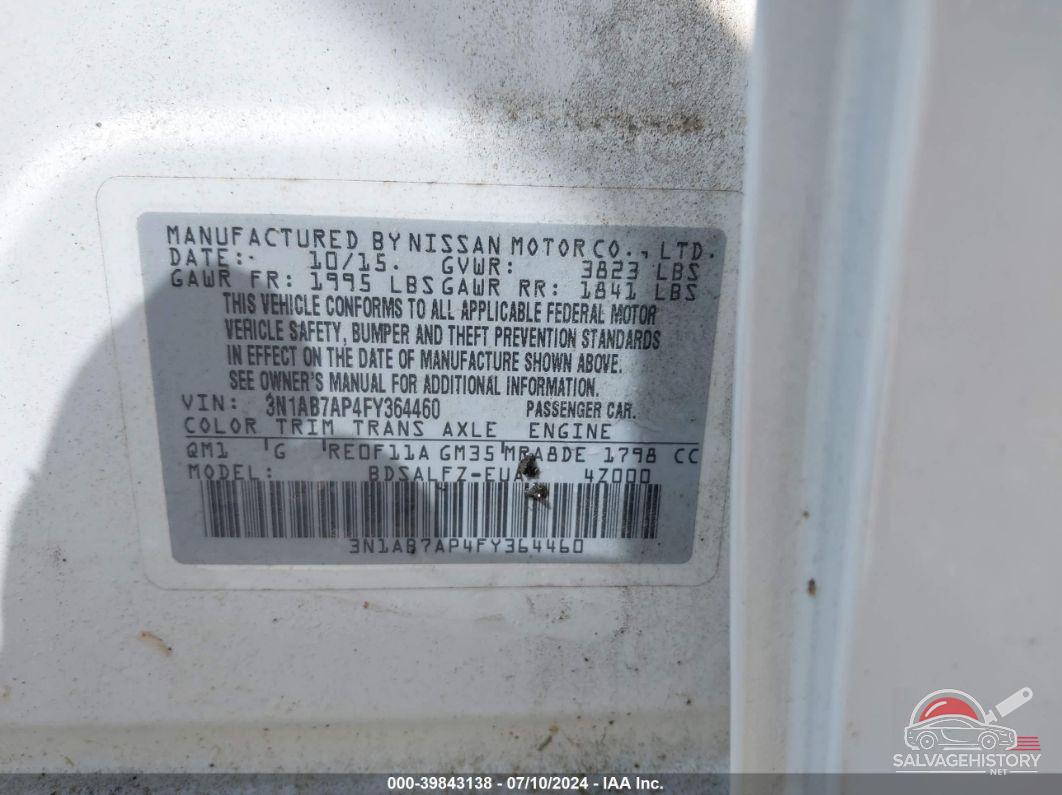 3N1AB7AP4FY364460 2015 NISSAN SENTRA photo no. 9