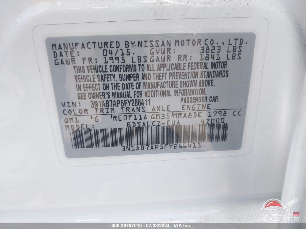 3N1AB7AP5FY266411 2015 NISSAN SENTRA photo no. 9