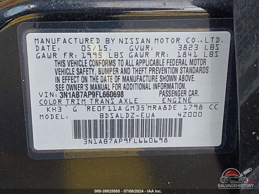 3N1AB7AP9FL660698 2015 NISSAN SENTRA photo no. 9