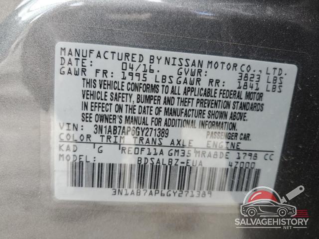 3N1AB7AP6GY271389 2016 NISSAN SENTRA photo no. 12