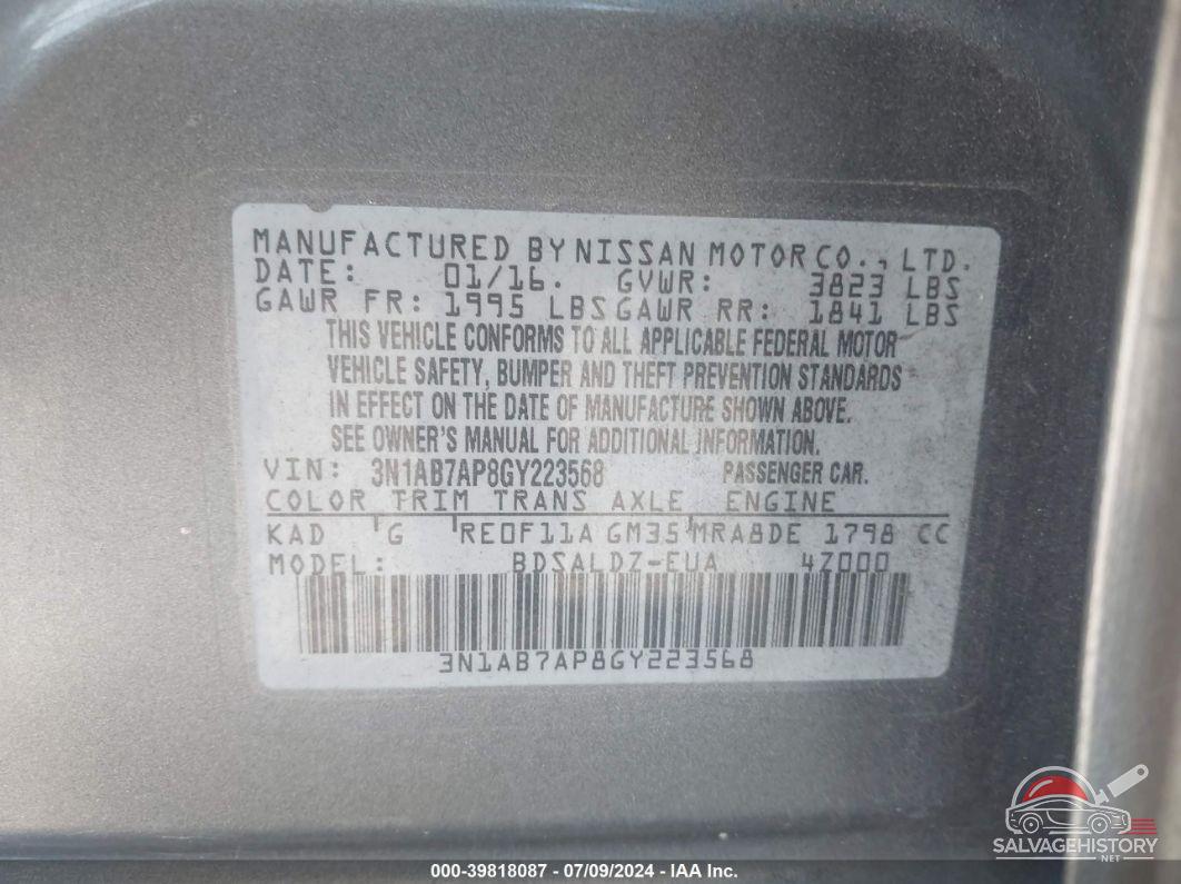 3N1AB7AP8GY223568 2016 NISSAN SENTRA photo no. 9
