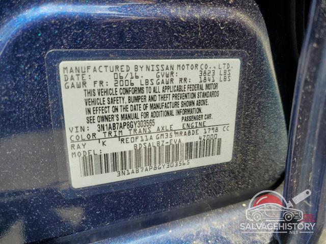 3N1AB7AP8GY303565 2016 NISSAN SENTRA photo no. 12