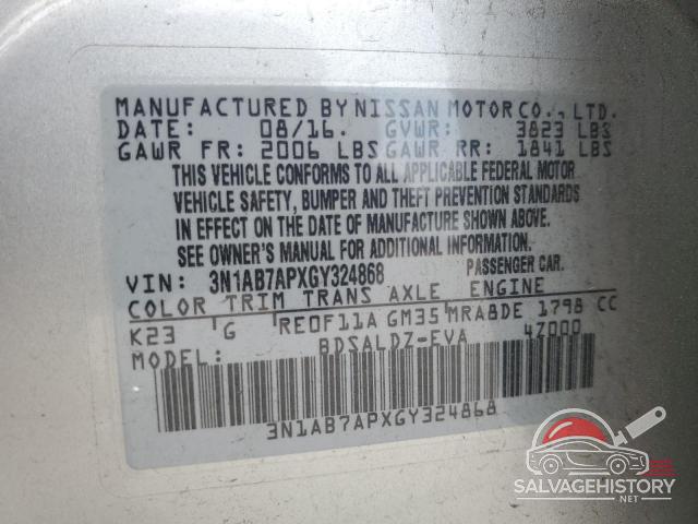 3N1AB7APXGY324868 2016 NISSAN SENTRA photo no. 13